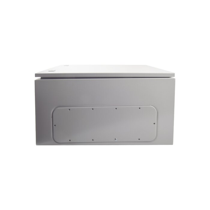 Gabinete de Acero IP66 Uso en Intemperie (600 x 600 x 300 mm) con Placa Trasera Interior y Compuerta Inferior Atornillable (Incluye Chapa y Llave).