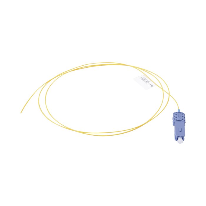 Pigtail de Fibra Óptica SC/UPC Simplex, Monomodo OS1/OS2 XGLO, OFNR, Color Amarillo, 1 Metro