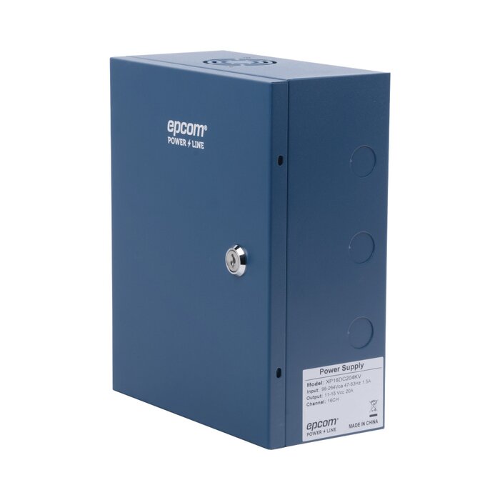 Fuente de poder profesional HEAVY DUTY de 11 - 15 Vcd @ 20 Amper, para 16 cámaras, con voltaje de entrada de: 110-220 Vca / Compatible con cámaras 4K