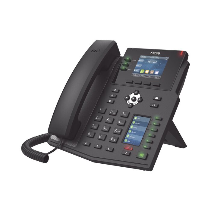 Teléfono IP Empresarial con Estándares Europeos, 12 lineas SIP con pantalla a color, 30 teclas DSS/BLF, puertos Gigabit, IPv6, Opus y conferencia de 3 vías, PoE/DC (incluye fuente).