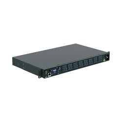 PDU Switchable y Monitoreable por Toma (MS), para Distribución de Energía, Entrada 120 Vca NEMA 5-15P, Con 8 Salidas 5-20R, 20 Amp, Horizontal 19in, 1UR