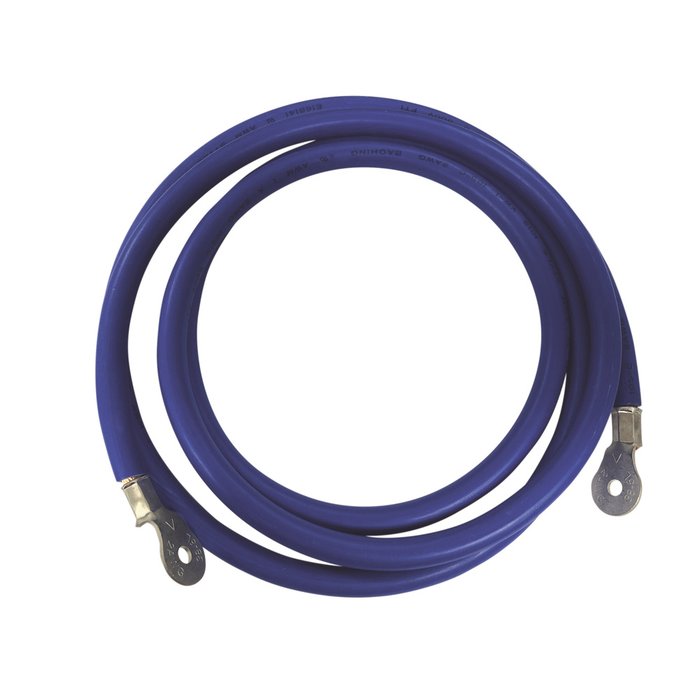 Cable para baterias, 2.2 m azul calibre 2 AWG con terminales de ojo en ambos extremos