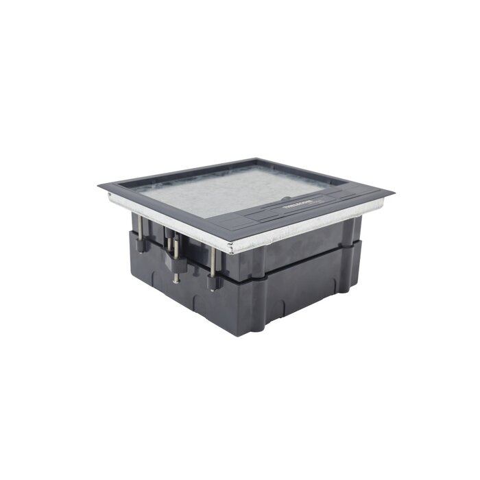 Caja de piso para cuatro módulos universales (Socket M4), para alimentación eléctrica y redes de datos (11000-43401) No incluye faceplates