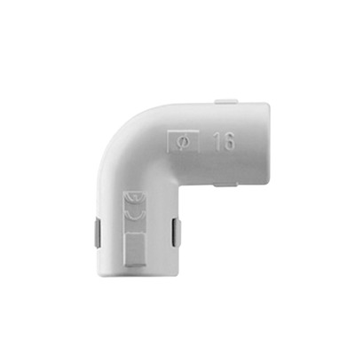 Unión en "L" (Codo) para tubería rígida, recomendado para cable eléctrico, PVC Auto-extinguible, de 16 mm (5/8")